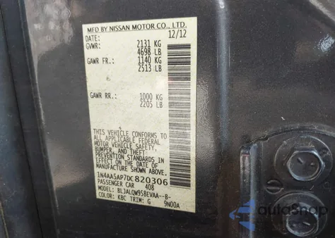 2013 Nissan Maxima 3.5 S from USA, damaged, VIN 1N4AA5AP7DC820306